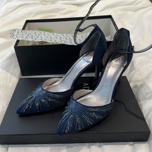 Adrianna Papell dark blue ankle strap pumps
